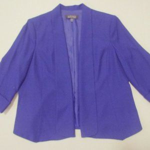 Kasper Royal Blue 3/4 Sleeve No button Blazer